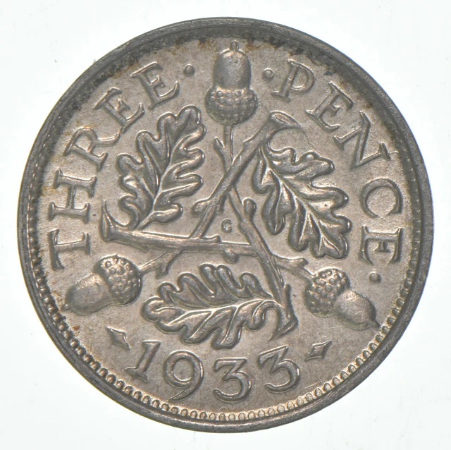 Roughly the Size of a Dime 1933 Great Britain 3 Pence World Silver Coin *361