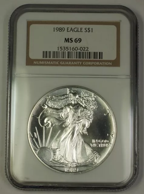 1989 American Silver Eagle ASE Dollar $1 Coin NGC MS-69 Nearly Perfect GEM
