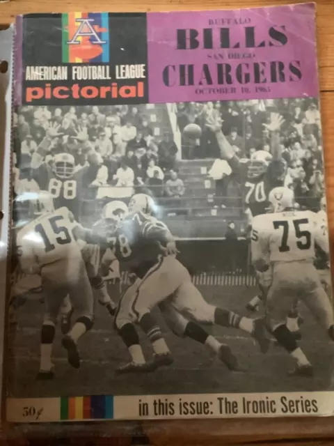 Vintage rare 1965 Buffalo Bills vs. San Diego Chargers Program (Oct. 10)