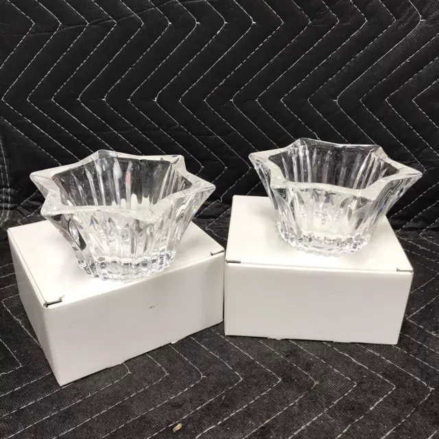 Mikasa Diamond Fire 5” Votive Pair w/ Boxes Made In Japan Great Condition