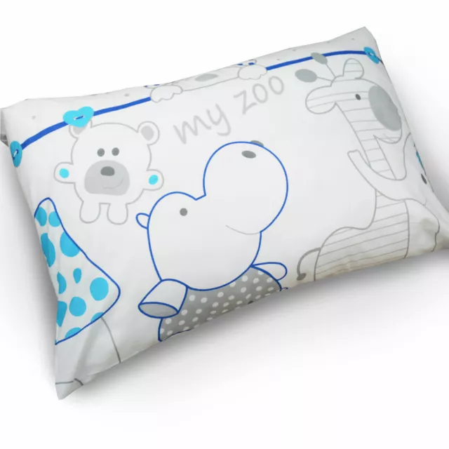 Baby Kissenhülle mit Reißverschluss 60x40cm Baumwolle ANTIALLERGEN Zoo blau