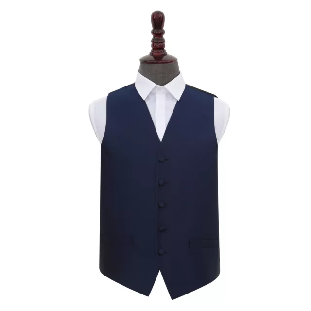 DQT Woven Plain Solid Check Navy Blue Formal Mens Wedding Waistcoat S-5XL