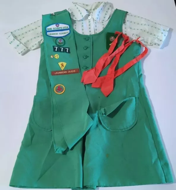 1980s GIRL SCOUTS 777 UNIFORM WITH SASH Pins And Ties Orange County N