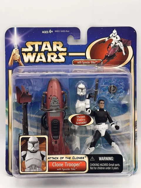 Star Wars Attack of the Clones Clone Trooper With Speeder Bike Hasbro 2002 New