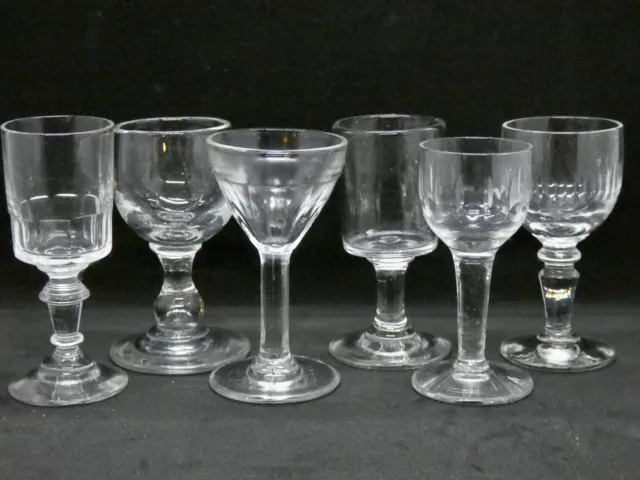 Lot 6 VERRES à LIQUEUR anciens à pied pour COLLECTION tous différents No 2