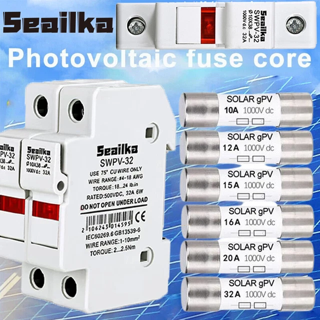 1P Din Rail Solar PV DC Fuse Holders With Indicator Light Suitable For 10*38mm DC PV Fuse Link For Solar Photovoltaic System Pro