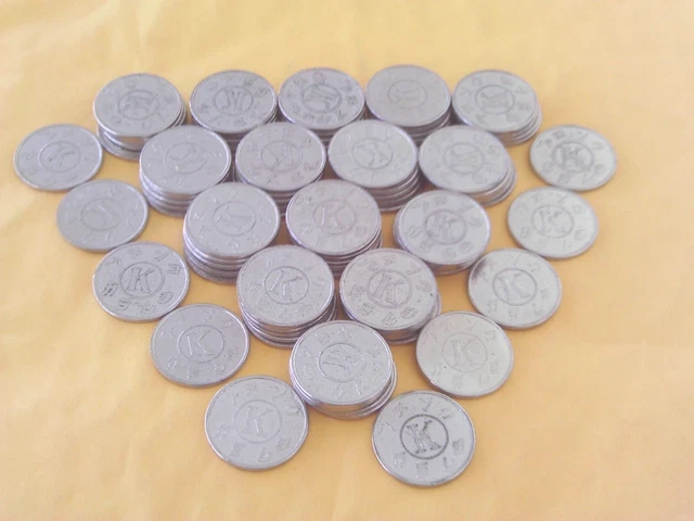 85 Group Metal Vintage Circle K Chinese Japenese Pachinko Slot Machine Token