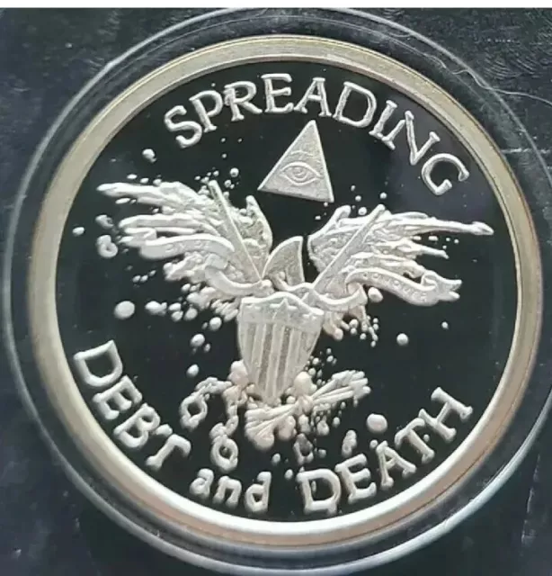 5 Oz 999 Pure Silver Shield Proof 2014 Warbird Round Coin Debt & Death Medallion