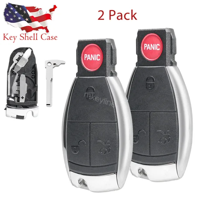 2 Replacement Remote Key Fob Shell Case 4 Button for Mercedes Benz E C R CL SLK
