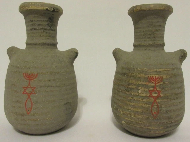 Jewish Trinity Broadcasting Network TBN Pottery Candlestick Holder Menorah RARE!