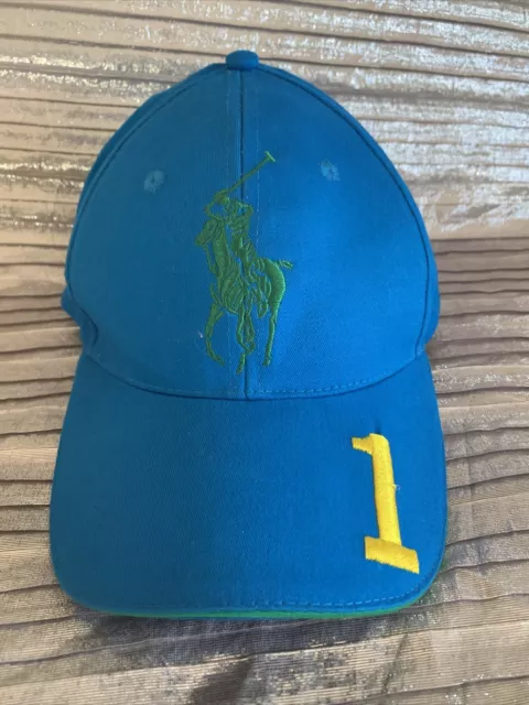 Ralph Lauren-The Big Pony Collection Signature Hat- Bright Blue W Yellow & Green