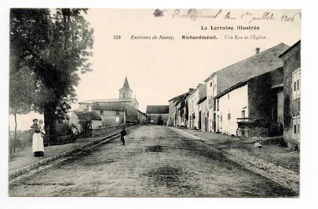 RICHARDMENIL  Meurthe et moselle CPA 54 vue d'une rue et de l'église