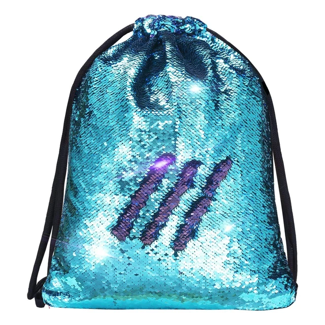 Reversible Glitter Sequin Drawstring Sling Bag Backpack Fashion Girlsn