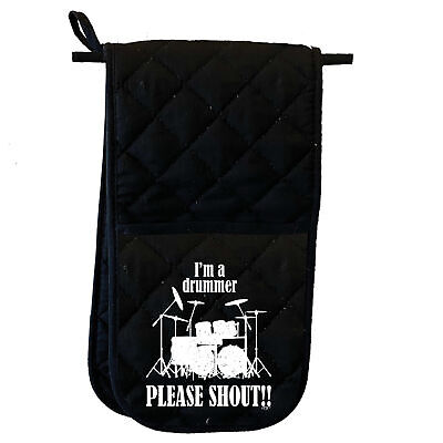 Im A Drummer Please Shout Music Drums Funny Novelty  Double Oven Gloves Mitts