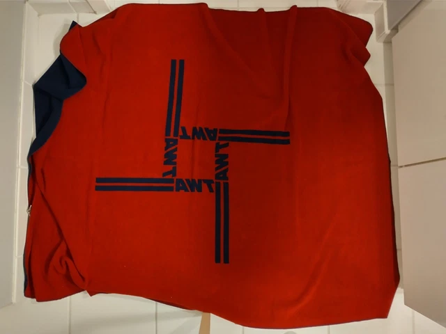 Vintage TWA Airline Cabin Blanket Navy Blue/ Red Logo West Germany 46"x58"