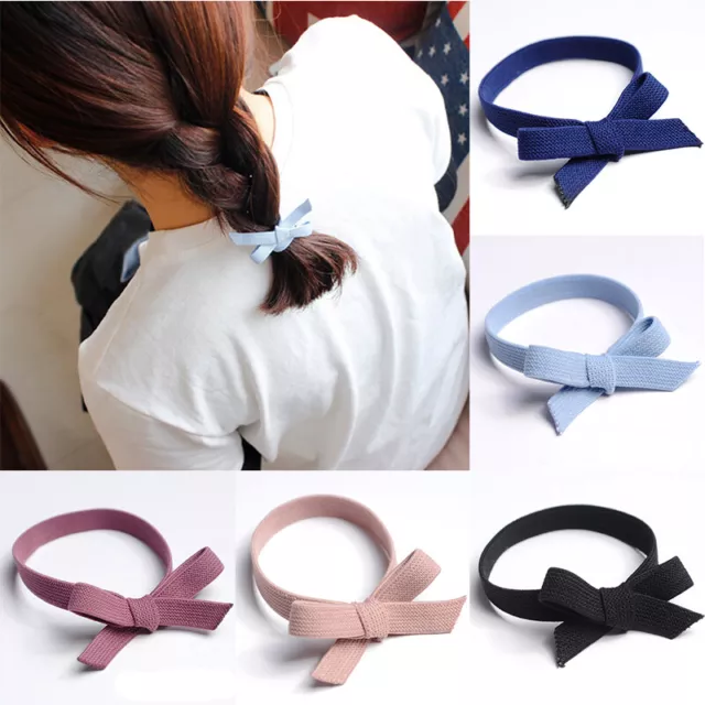 1PC Women Girl Flat Bow Elastic Rubber Hair Bands Ponytail Holder Head Rope Ties