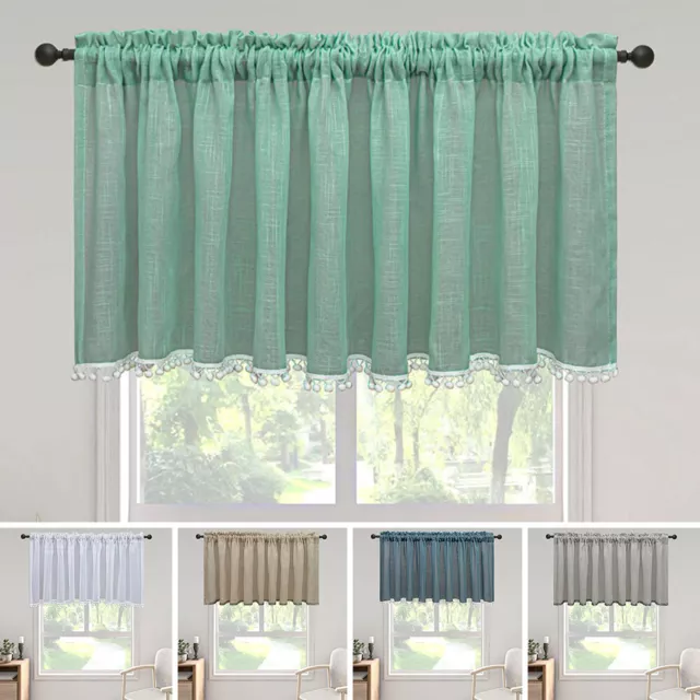 Rod Pocket Kitchen Curtain Cafe Tier Short Curtain Window Valance Panel Decor