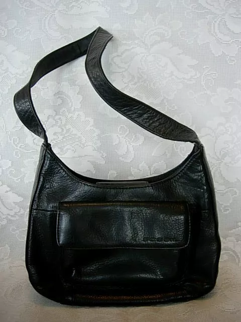 Beautiful FOSSIL Black Leather Organizer Shoulder Bag / Purse / Handbag