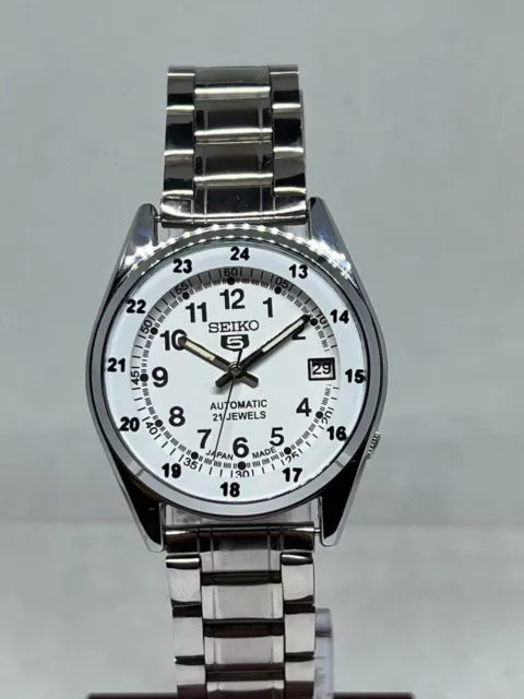 Seiko 5 automatic watch Cal6319 21Jewel White dial Running Order wrist watch