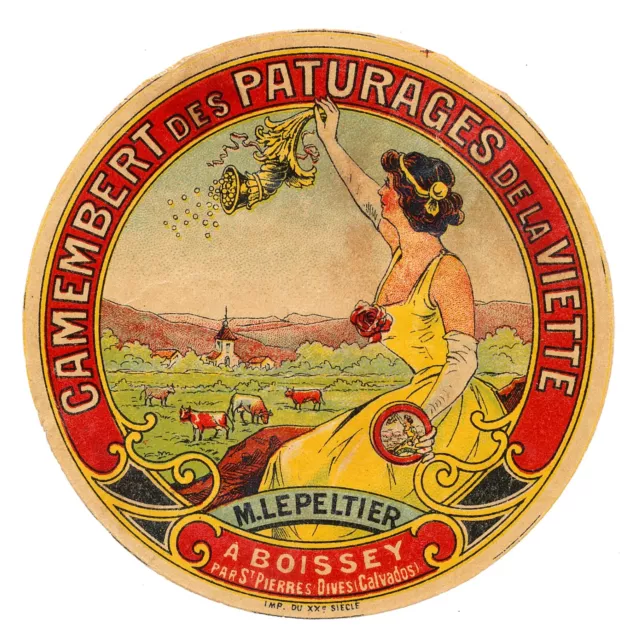 Etiquette ancienne Camembert des Paturages de la Viette- fromage