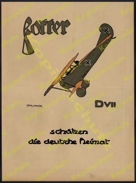 orig. Kleinplakat Cucuel Luftwaffe Fokker D.VII Schwerin Benz Auto Mannheim 1918