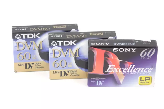 3 x Sony und TDK MiniDV kassetten 60 Minuten  Neu