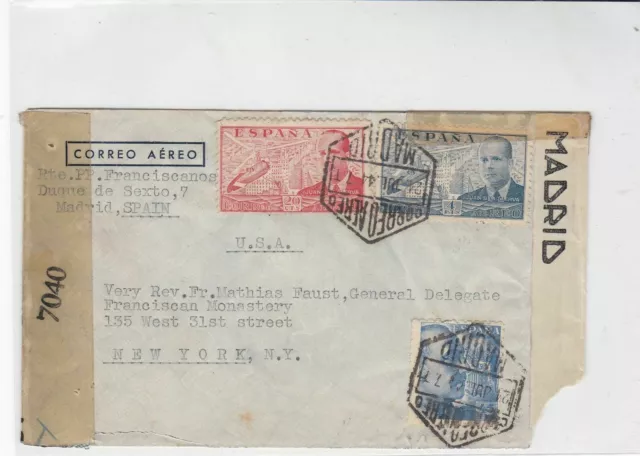 spain  1944 censor stamps cover ref 19320
