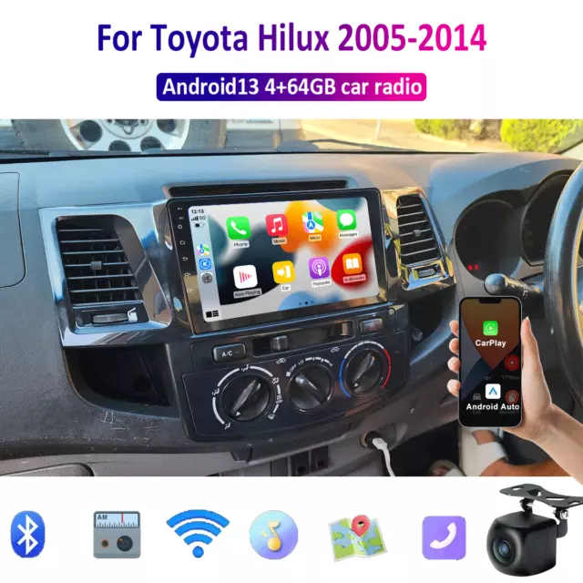 9'' Apple Carplay Android auto For Toyota Hilux 2005-14 Head Unit Car Radio GPS