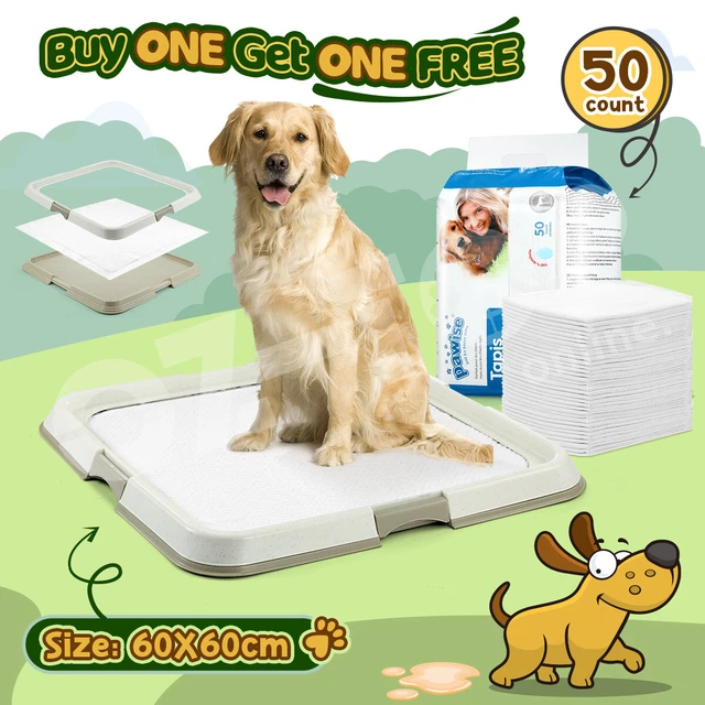 Pet Dog Pee Pad Holder Tray Portable w/50x Cat Toilet Training Mat Potty 60x60cm