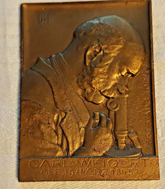Plakette Bronze "Carl Weigert geb. 19.März 1845  gest. 5. August 1904" KOWARZIK