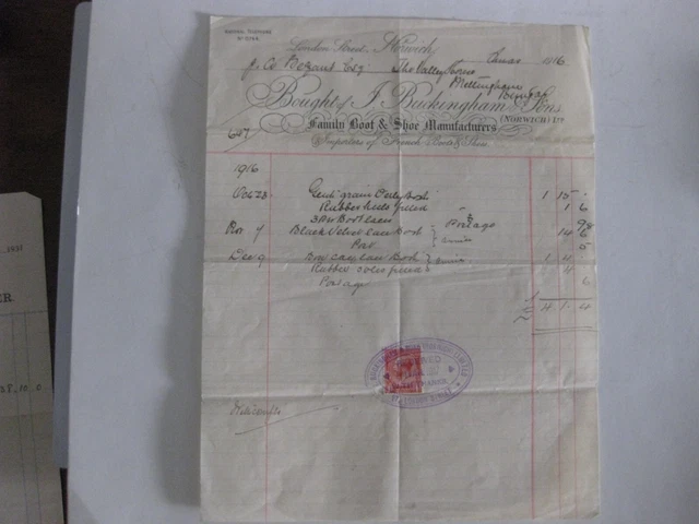 A bill from J. Buckingham Norwich to Mr Bezant Mettingham nr Bungay.