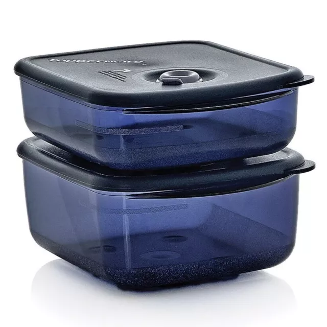 Tupperware VENT 'N SERVE Medium 2 Piece Set  for Microwave Indigo