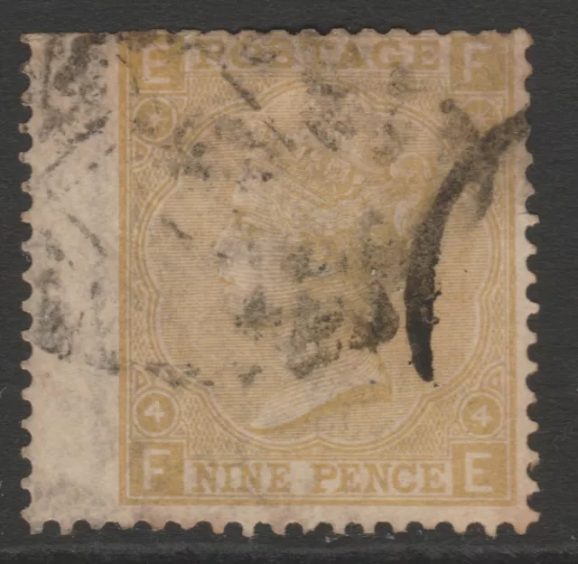 GB Qv 1867 9d Pâle Paille Spray Plaque 4 pl4 Fe sg111 Spec J96 (2)