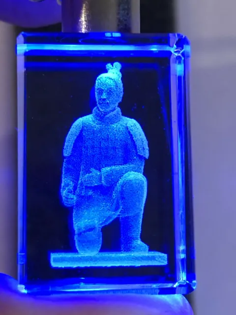 NEW Terra Cotta Warrior KEY RING Lucite 3D Laser Led Light Up Keychain CHINA