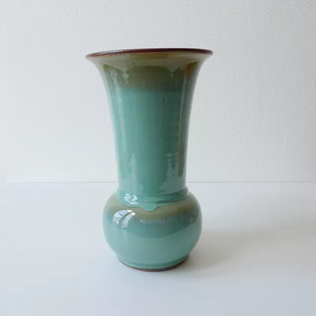 vase en céramique couleur turquoise vintage années 50 70 design 1970 signé