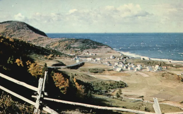 Vintage Postcard LaGaspesie Bird's Eye View of L'Anse-au-Valleau Kodachrome