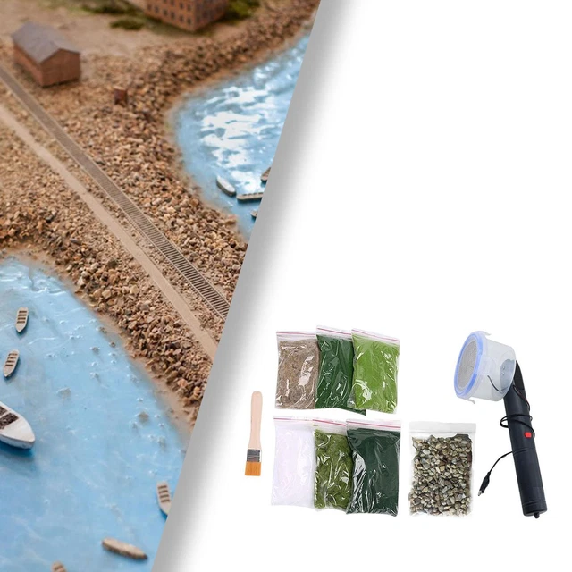 Applicateur D'herbe Statique Portable - 2 Tamis Inclus, 4 Couleurs D'herbe - Alimentation 2x Piles AA - Pour Modélisme Et Dioramas