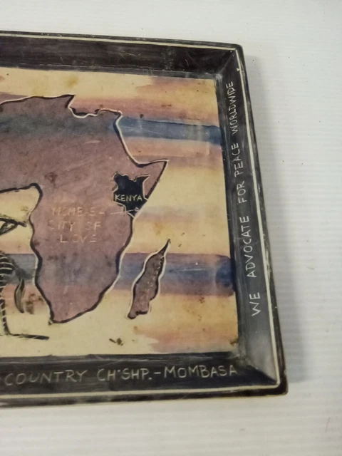Stone Plate Kenya African Art 10 X 10" Inch Homemade In Kenya Plate , Bin00u