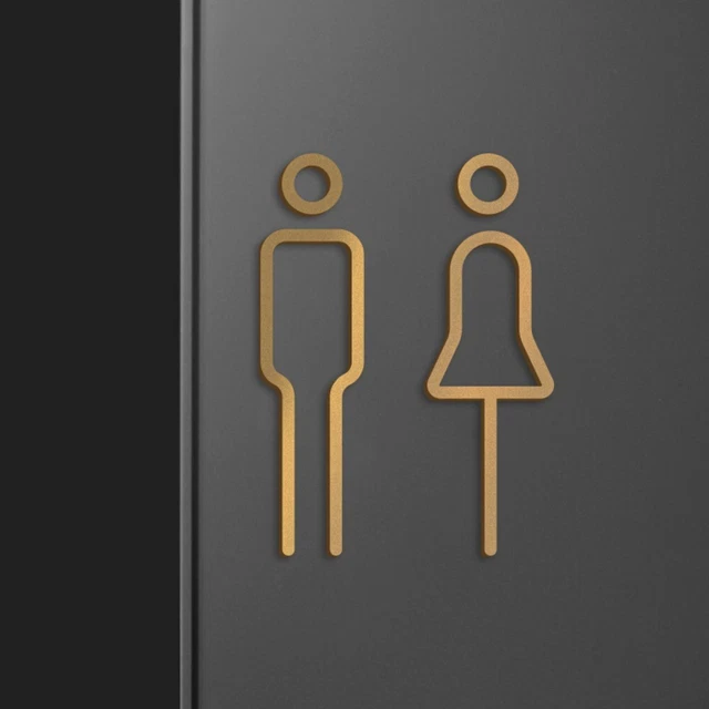 1Pair Women's Toilet Toilet Sign Plate Brass Wash Room Signage  Toilet