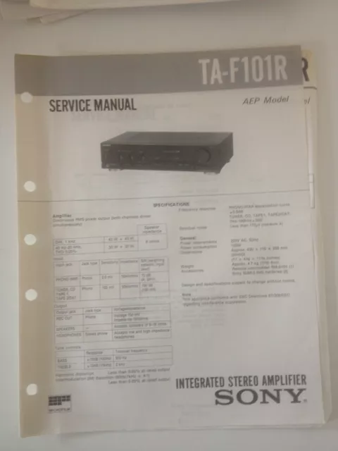 Schema SONY - Service Manual Integrated Stereo Amplifier TA-F101R TAF101R