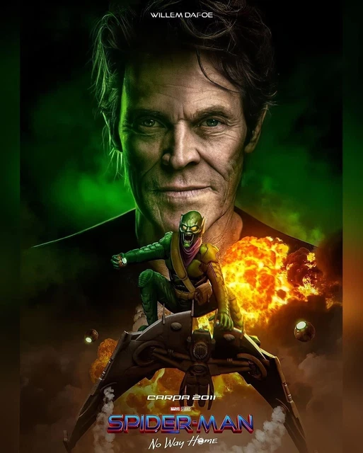 WILLEM DAFOE 10X8 GREEN GOBLIN Photograph SPIDERMAN NO WAY HOME Marvel