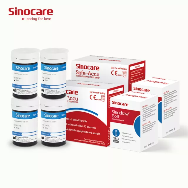 Sinocare Blood Glucose Test Strips 100PCS for Safe-Accu Glucometer Fresh Date