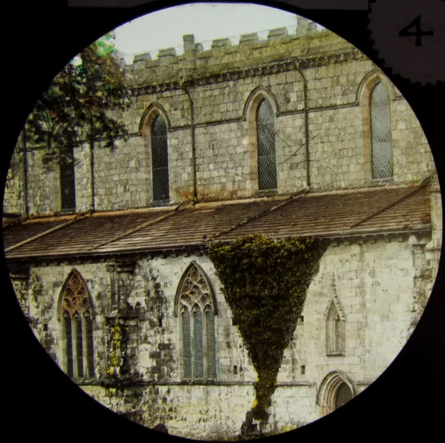 Glass Magic Lantern Slide BOLTON ABBEY CHURCH C1890 PHOTO ENGLAND