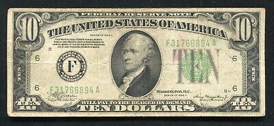 1934-A $10 Ten Dollars Frn Federal Reserve Note Atlanta, Ga Very Fine