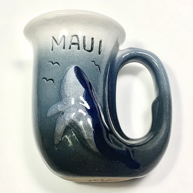 K & S Hawaiian Creations Mug Hand Crafted Maui Ocean Whale Unique Vintage 80’s