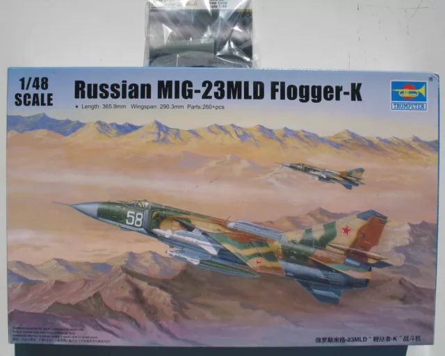 TRUMPETER MiG-23 MLD Flogger-K + Metallic Details Resin Conversion Nose 1:48 Kit