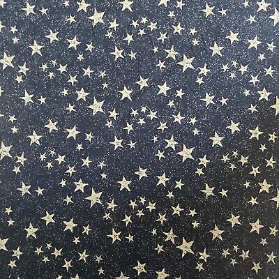 Silver Sparkly Star Cotton Fabric Blue Background JOANN R.E.D. 1.25 Yards X 43”