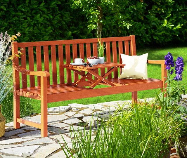 Beautissu Gartenbank 120cm - Wetterfeste Holzbank 2-Sitzer Für Terrasse