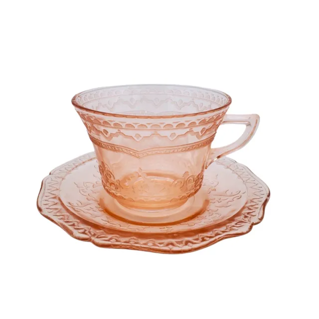 FEDERAL PATRICIAN Pink Depression Replacement Saucers for Teacup SET OF 2