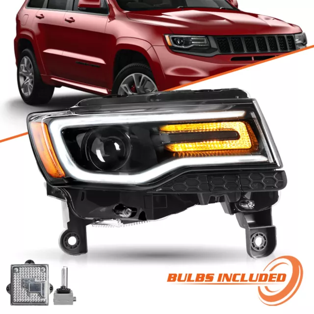 For 2014-2021 Jeep Grand Cherokee w/Bulbs&Ballast HID Black Headlight RH